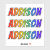 Vorname "ADDISON" mit/ Fun Rainbow Coloring Aufkleber (Blatt)