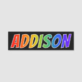 Vorname "ADDISON": Spaß-Regenbogen-Farbton Namensschild (Vorderseite)