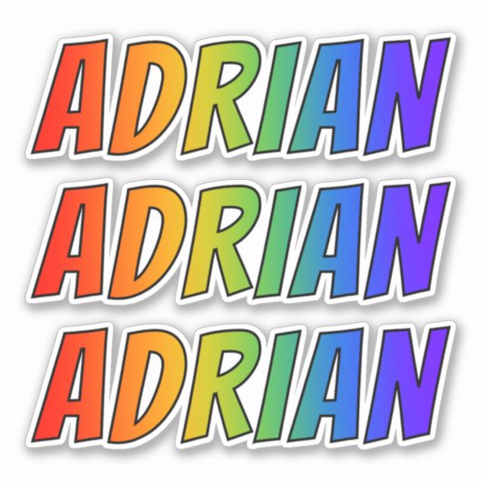 Vorname "ADRIAN" mit/ Fun Rainbow Coloring Aufkleber (Vorderseite)