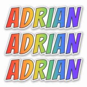 Vorname "ADRIAN" mit Spaß-Regenbogen-Farbton Aufkleber
