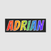 Vorname "ADRIAN": Spaß-Regenbogen-Farbton Namensschild (Vorderseite)