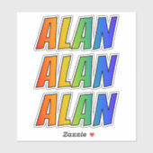 Vorname "ALAN" mit/ Fun Rainbow Coloring Aufkleber (Blatt)