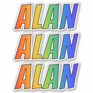 Vorname "ALAN" mit Spaß-Regenbogen-Farbton Aufkleber