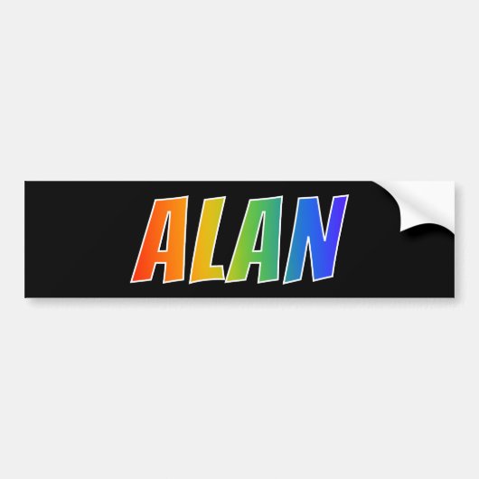 Vorname "ALAN": Spaß-Regenbogen-Farbton Autoaufkleber (Vorne)