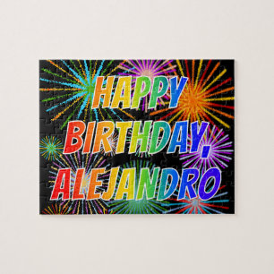Vorname "ALEJANDRO", Fun "GLÜCK BIRTHDAY" Puzzle