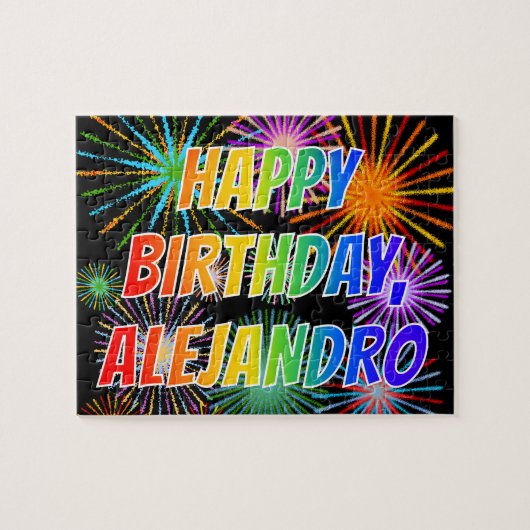 Vorname "ALEJANDRO", Fun "HAPPY BIRTHDAY" Puzzle (Horizontal)