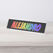 Vorname "ALEJANDRO": Fun Rainbow Coloring Schreibtischnamensplakette (Vorderseite )