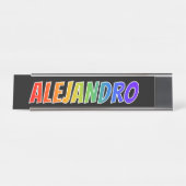 Vorname "ALEJANDRO": Fun Rainbow Coloring Schreibtischnamensplakette (Vorderseite )