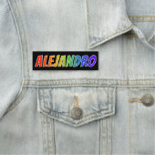Vorname "ALEJANDRO": Spaß-Regenbogen-Farbton Namensschild (Beispiel)