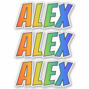 Vorname "ALEX" mit/ Fun Rainbow Coloring Aufkleber