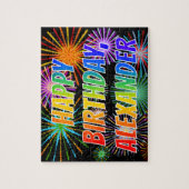 Vorname "ALEXANDER", Fun "HAPPY BIRTHDAY" Puzzle (Vertikal)
