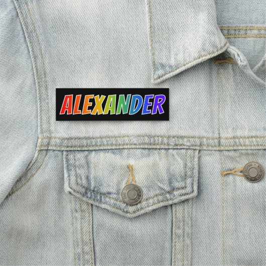 Vorname "ALEXANDER": Spaß-Regenbogen-Farbton Namensschild (Beispiel)