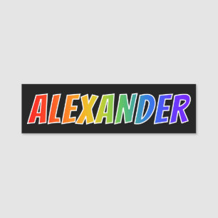 Vorname "ALEXANDER": Spaß-Regenbogen-Farbton Namensschild