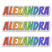 Vorname "ALEXANDRA" mit/ Fun Rainbow Coloring Aufkleber (Vorderseite)