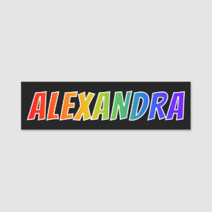 Vorname "ALEXANDRA": Spaß-Regenbogen-Farbton Namensschild