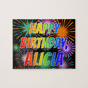 Vorname "ALICIA", Fun "GLÜCK BIRTHTAG" Puzzle