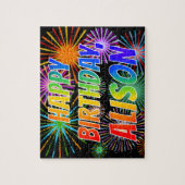 Vorname "ALISON", Fun "GLÜCK BIRTHTAG" Puzzle (Vertikal)