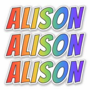 Vorname "ALISON" mit Fun Rainbow Colour Aufkleber