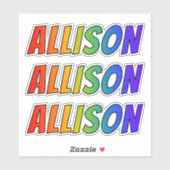 Vorname "ALLISON" mit/ Fun Rainbow Coloring Aufkleber (Blatt)
