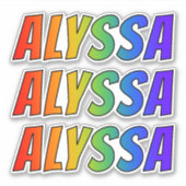Vorname "ALYSSA" mit/ Fun Rainbow Coloring Aufkleber (Vorderseite)