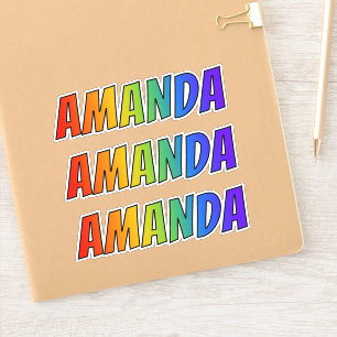 Vorname "AMANDA" mit Spaß-Regenbogen-Farbton Aufkleber