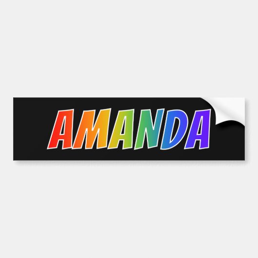 Vorname "AMANDA": Spaß-Regenbogen-Farbton Autoaufkleber (Vorne)