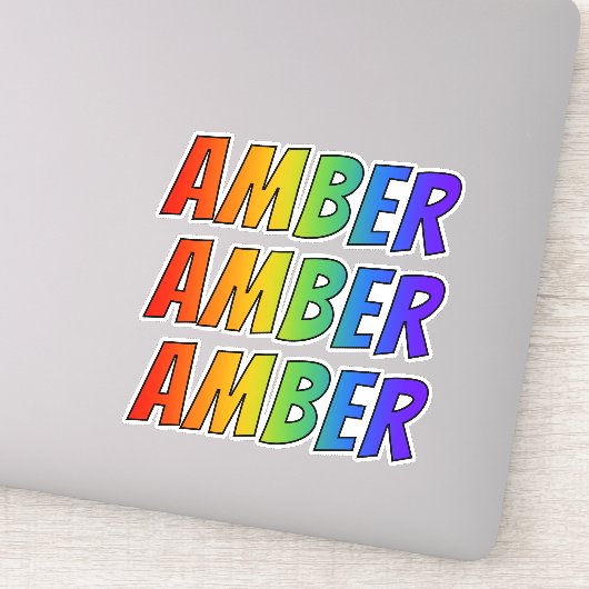 Vorname "AMBER" mit/ Fun Rainbow Coloring Aufkleber (Detail)