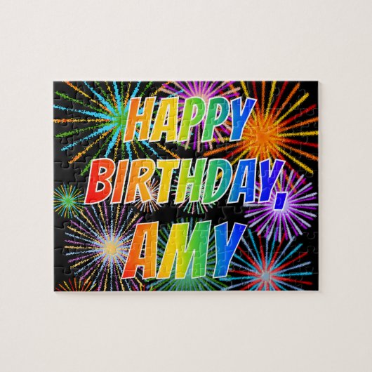 Vorname "AMY", Fun "HAPPY BIRTHDAY" Puzzle (Horizontal)