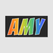 Vorname "AMY": Spaß-Regenbogen-Farbton Namensschild (Vorderseite)