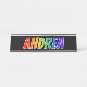 Vorname "ANDREA": Fun Rainbow Coloring Schreibtischnamensplakette