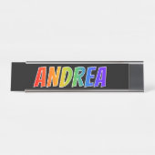 Vorname "ANDREA": Fun Rainbow Coloring Schreibtischnamensplakette (Vorderseite )