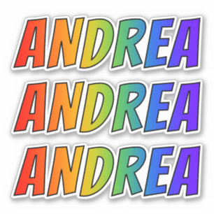 Vorname "ANDREA" mit Spaß-Regenbogen-Farbton Aufkleber
