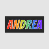 Vorname "ANDREA": Spaß-Regenbogen-Farbton Namensschild (Vorderseite)