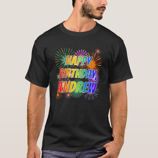 Vorname "ANDREW", Fun "HAPPY BIRTHDAY" T-Shirt (Vorderseite)