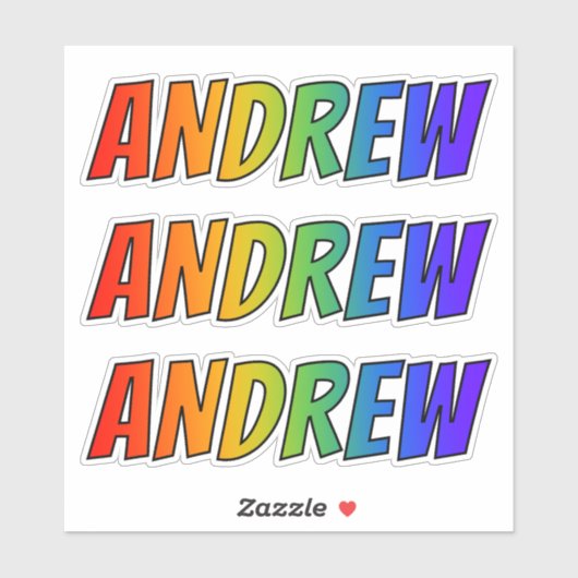 Vorname "ANDREW" mit/ Fun Rainbow Coloring Aufkleber (Blatt)