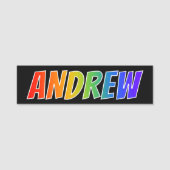 Vorname "ANDREW": Spaß-Regenbogen-Farbton Namensschild (Vorderseite)