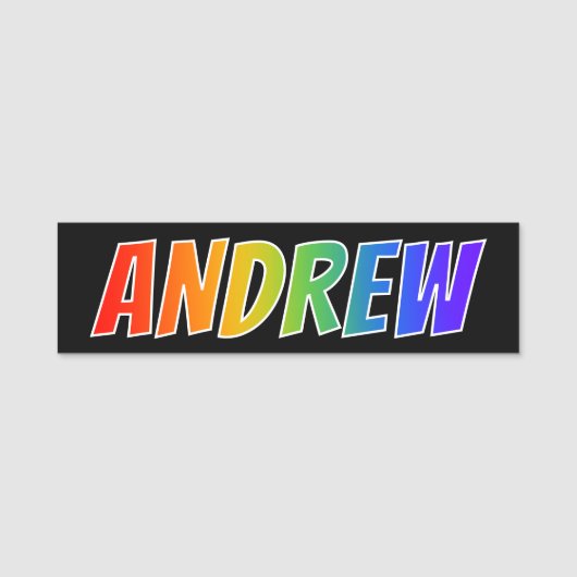 Vorname "ANDREW": Spaß-Regenbogen-Farbton Namensschild (Vorderseite)