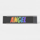 Vorname "ANGEL": Fun-Regenbogenfarben Schreibtischnamensplakette (Vorderseite )