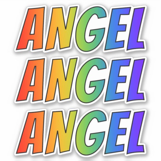 Vorname "ANGEL" mit/ Fun Rainbow Coloring Aufkleber (Vorderseite)