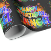 Vorname "ANGEL", Spaß "GLÜCKLICHER GEBURTSTAG" Geschenkpapier (Rolleneckpunkt)