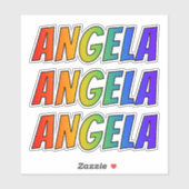 Vorname "ANGELA" mit/ Fun Rainbow Coloring Aufkleber (Blatt)