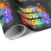 Vorname "ANGELICA", Fun "HAPPY BIRTHDAY" Geschenkpapier (Rolleneckpunkt)