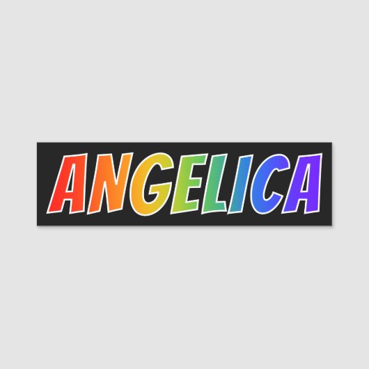 Vorname "ANGELICA": Fun Rainbow Coloring Namensschild (Vorderseite)