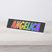 Vorname "ANGELICA": Fun Rainbow Coloring Schreibtischnamensplakette (Vorderseite )