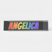 Vorname "ANGELICA": Fun Rainbow Coloring Schreibtischnamensplakette (Vorderseite )