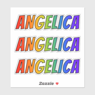 Vorname "ANGELIKA" mit Spaß-Regenbogen-Farbton Aufkleber