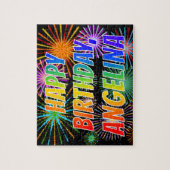 Vorname "ANGELINA", Spaß "GLÜCKLICHER GEBURTSTAG" Puzzle (Vertikal)