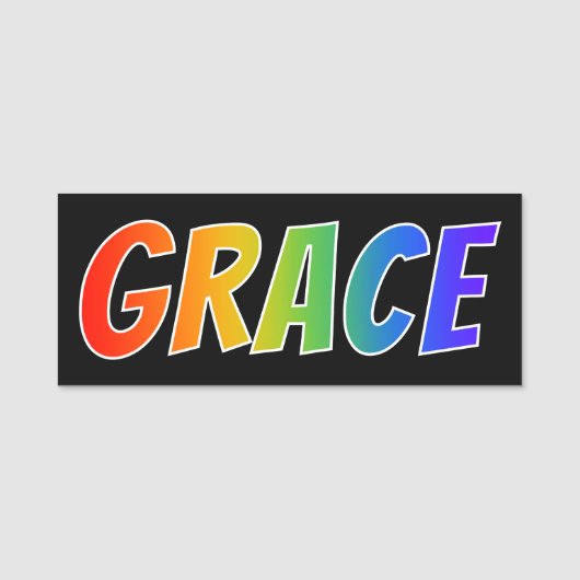 Vorname "ANMUT": Spaß-Regenbogen-Farbton Namensschild (Vorderseite)