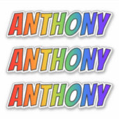 Vorname "ANTHONY" mit/ Fun Rainbow Coloring Aufkleber (Vorderseite)