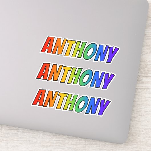 Vorname "ANTHONY" mit/ Fun Rainbow Coloring Aufkleber (Detail)